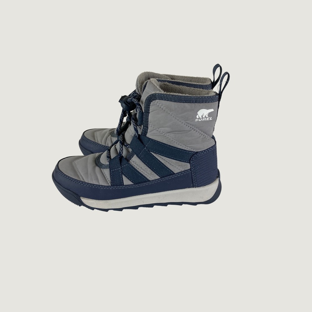 Sorel Kids Boys Girls Sz 13 Gray Navy Blue Waterproof Insulated Snow Boots
